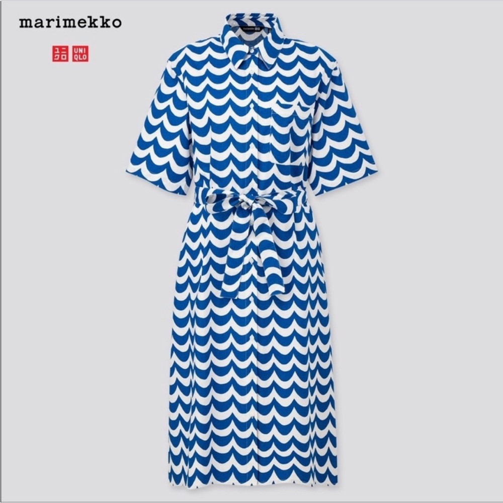 🌊 Marimekko for Uniqlo Blue and White Wave Pattern Dress
**runs Irg**